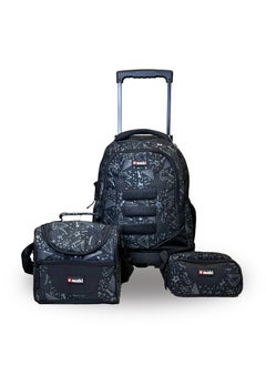nuzki Nuzki Kids Backpack for Students , Backpack for Girls and Boys, 18 Inch Trolley School Backpack with Pencil Case Lunch Bag, 3 in 1 Bookbag Set for School Kids Trolley Travel Bag (black)  - Image 1