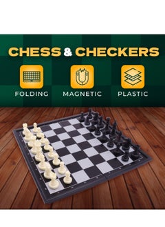 UniTrain 2 in 1 Magnetic Chess Checkers Set - Travel Chess Set Folding Board Game  - Image 3