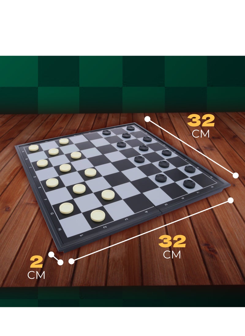 UniTrain - 2 in 1 Magnetic Chess Checkers Set - Travel Chess Set Folding Board Game - Image 1