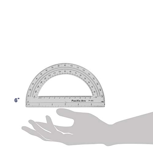 Pacific Arc's 6 Inch Plastic Protractor Clear Ruler - Image 2