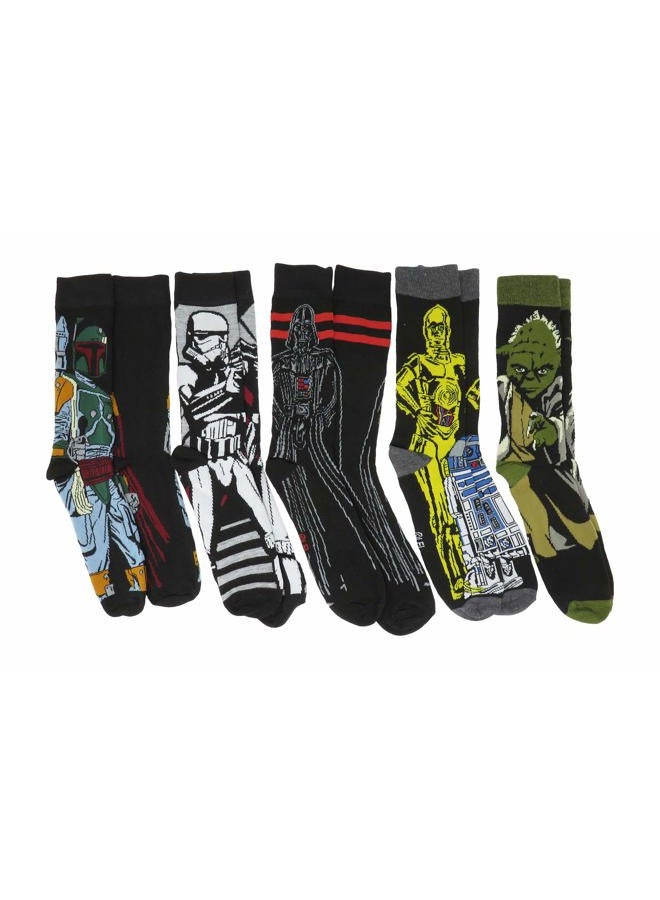 Hyp Star Wars Character Profiles Crew Socks 5 Pair Pack