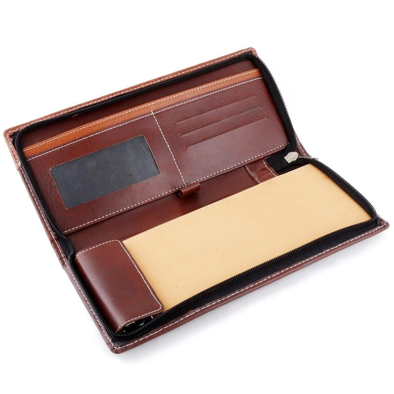 Asraw PU Faux Leather Expanding and Multiple Cheque Book for Cards, Passbook & Chequebook - Chequebook Cover, Passbook Cover, Documents Holder for Office & Home Use (Brown) - Image 2