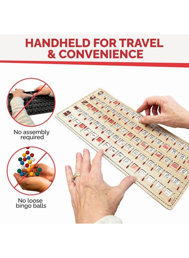 MR CHIPS Jam-Proof Finger Tip Master Bingo Card with Sliding Windows Large Cardboard Calling Cards Tan Style - Image 5