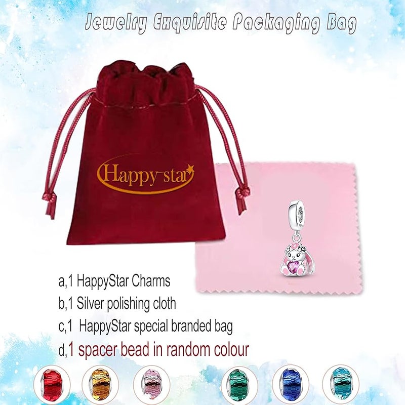 HappyStar خرز من الفضة الاسترلينية عيار 925 من هابي ستار يناسب القلائد والاساور والدلايات بنفسك هدية مجوهرات للبنات (مع خرز فاصل واحد) - Image 4