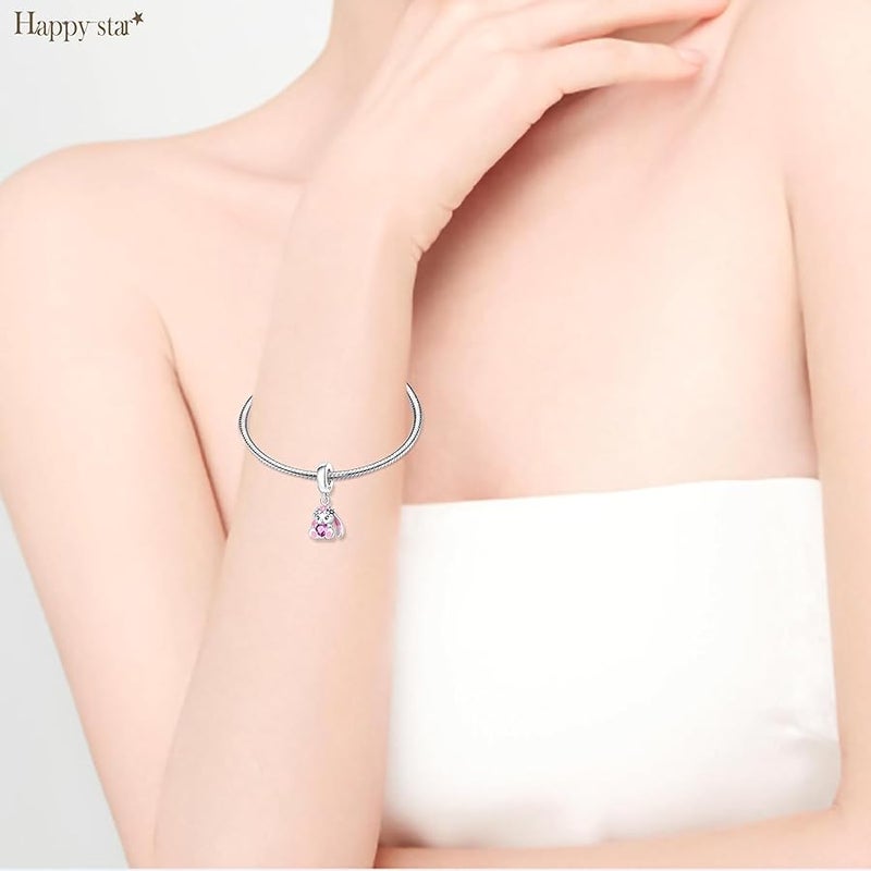 HappyStar خرز من الفضة الاسترلينية عيار 925 من هابي ستار يناسب القلائد والاساور والدلايات بنفسك هدية مجوهرات للبنات (مع خرز فاصل واحد) - Image 3
