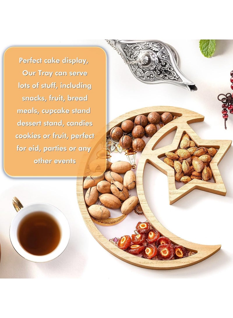 جورونب زينة رمضان للمنزل 2025 صينية رمضان صينية العيد رمضان كارين صينية القمر والنجمة ديكور المنزل صينية تقديم رمضان للديكور للحفلات صينية طعام طبق تقديم البسكويت - Image 5