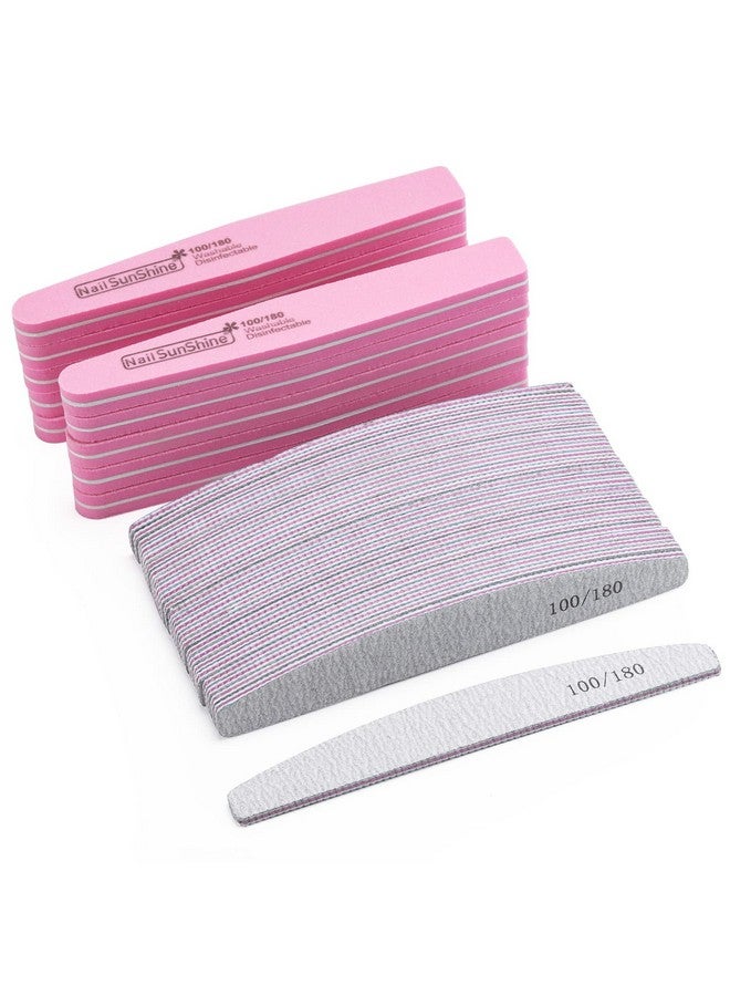 بي تي واي ام اس مجموعة 35 قطعة من مبرد الأظافر والمخازن المؤقتة 100/180 من ألواح الصنفرة مزدوجة الجوانب كتل تلميع قابلة للغسل للأظافر الطبيعية والأظافر الأكريليك - Image 1