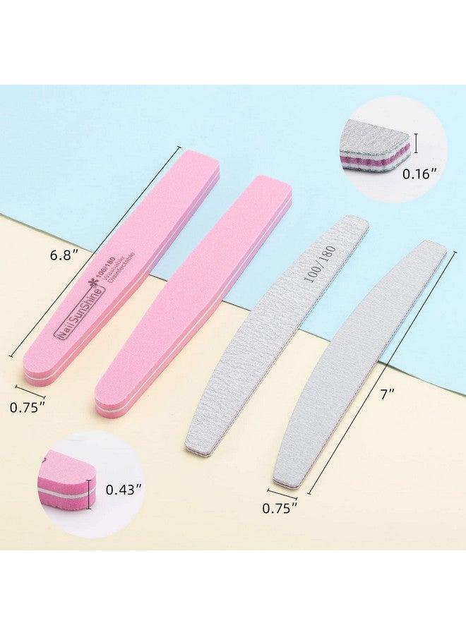 بي تي واي ام اس مجموعة 35 قطعة من مبرد الأظافر والمخازن المؤقتة 100/180 من ألواح الصنفرة مزدوجة الجوانب كتل تلميع قابلة للغسل للأظافر الطبيعية والأظافر الأكريليك - Image 2