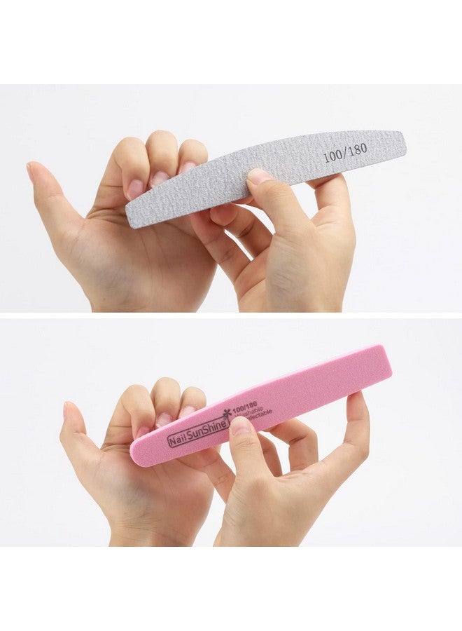 بي تي واي ام اس مجموعة 35 قطعة من مبرد الأظافر والمخازن المؤقتة 100/180 من ألواح الصنفرة مزدوجة الجوانب كتل تلميع قابلة للغسل للأظافر الطبيعية والأظافر الأكريليك - Image 5