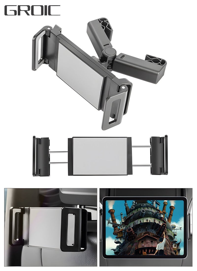 GROIC Car Tablet Headrest Holder Car Back Seat Headrest Tablet Mount Stand,Compatible with iPad Pro Air Mini, Galaxy Tab, Other 4 to 12.9" Wide Devices  - Image 1