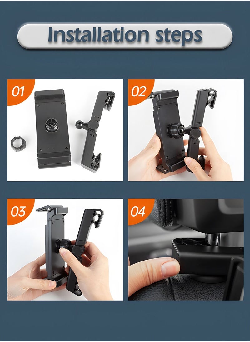 GROIC - Car Tablet Headrest Holder Car Back Seat Headrest Tablet Mount Stand,Compatible with iPad Pro Air Mini, Galaxy Tab, Other 4 to 12.9" Wide Devices - Image 1