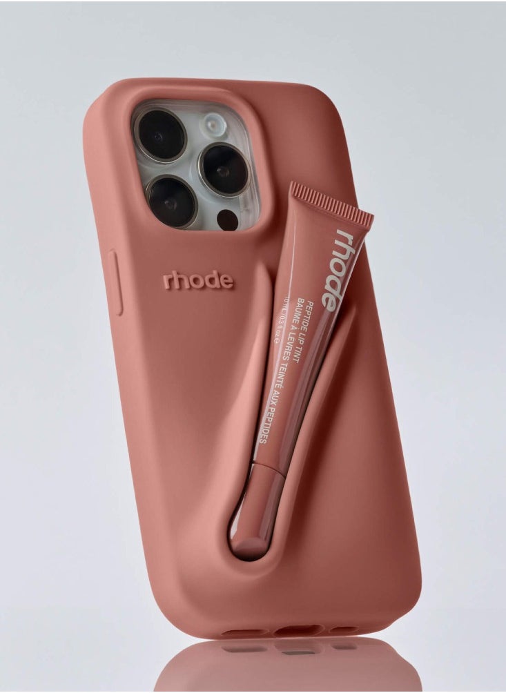 rhode Silicone Lip Holder for Cell Phone, Lip Gloss Adhesive Sleeve for Phone, Lip Holder Stick-on Phone Case, Back Stick On Holder for iPhone 14 Pro Max （Toast）  - Image 1