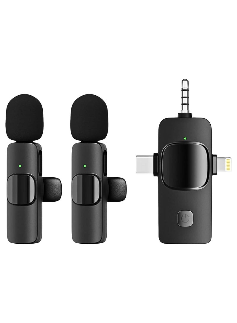 ميكروفون Lavalier لاسلكي 3 في 1 لهاتف iPhone iPad Type-C للهاتف الذكي وكاميرا الكمبيوتر التوصيل والتشغيل الذكي لتقليل الضوضاء ميكروفون صغير لمدونة الفيديو YouTube TikTok Live Stream MIC- 2 - Image 1
