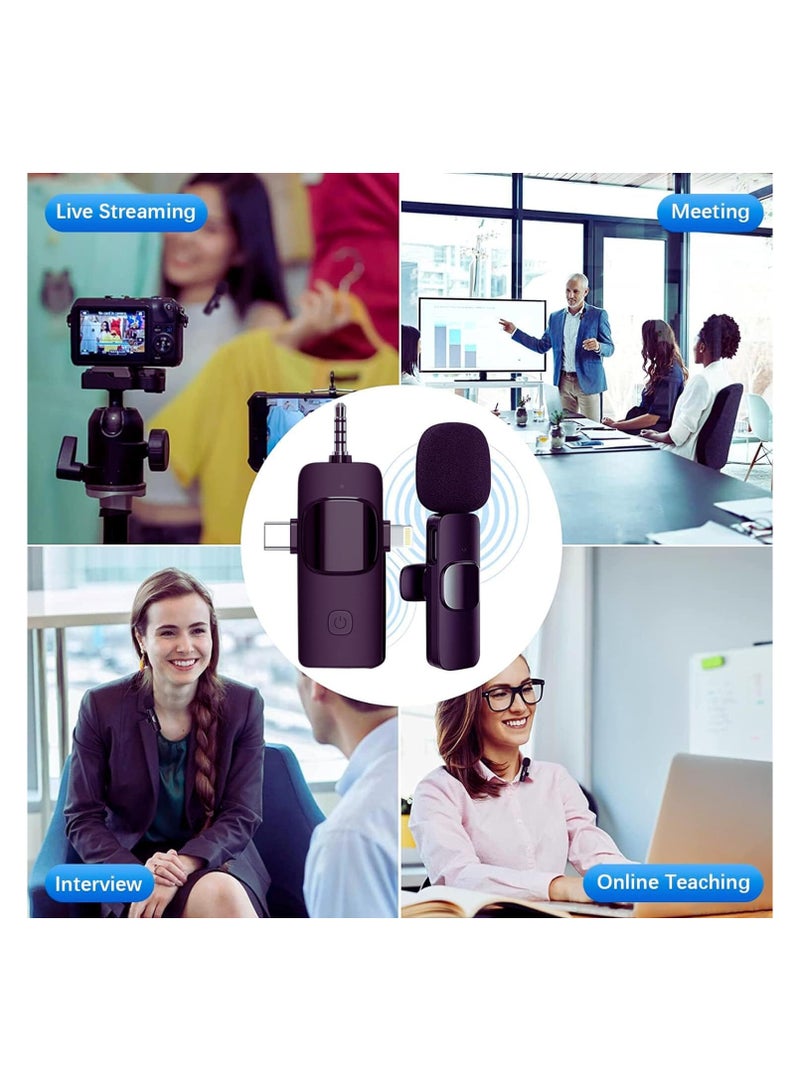 ميكروفون Lavalier لاسلكي 3 في 1 لهاتف iPhone iPad Type-C للهاتف الذكي وكاميرا الكمبيوتر التوصيل والتشغيل الذكي لتقليل الضوضاء ميكروفون صغير لمدونة الفيديو YouTube TikTok Live Stream MIC- 2 - Image 2