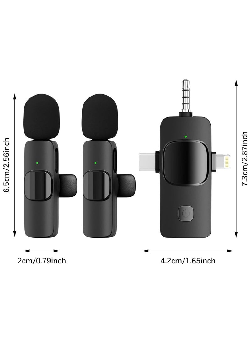 ميكروفون Lavalier لاسلكي 3 في 1 لهاتف iPhone iPad Type-C للهاتف الذكي وكاميرا الكمبيوتر التوصيل والتشغيل الذكي لتقليل الضوضاء ميكروفون صغير لمدونة الفيديو YouTube TikTok Live Stream MIC- 2 - Image 3