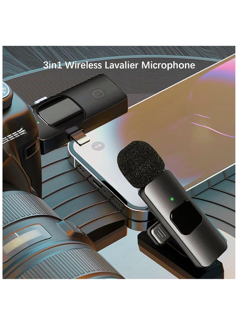 ميكروفون Lavalier لاسلكي 3 في 1 لهاتف iPhone iPad Type-C للهاتف الذكي وكاميرا الكمبيوتر التوصيل والتشغيل الذكي لتقليل الضوضاء ميكروفون صغير لمدونة الفيديو YouTube TikTok Live Stream MIC- 2 - Image 4
