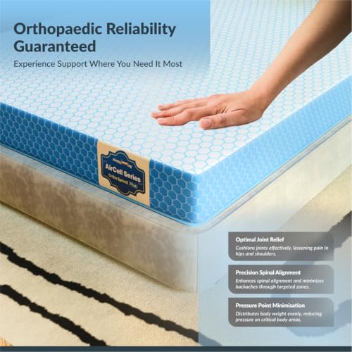 SleepyHug AirCell Ortho Spinex Plus 6 inch HR Foam Mattress | 3 Zones Support |5 Years Warranty | Back Pain Relief |Spine Alignment | Double Bed Size Light Blue (LxWxH -72x48x6 Inch) - Image 2