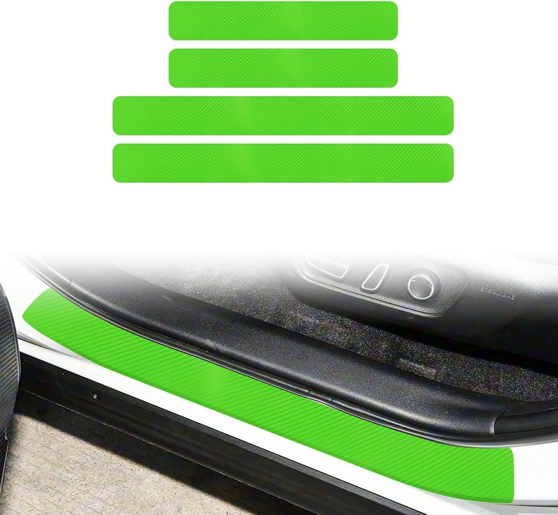 Bilisin 4PCS Car Door Sill Protector,3D Carbon Fiber Anti-Scratch Auto Threshold Cover Strips,Universal Door Entry Edge Guard Protectors for Car SUV Truck Interior Accessories(Green) - Image 1