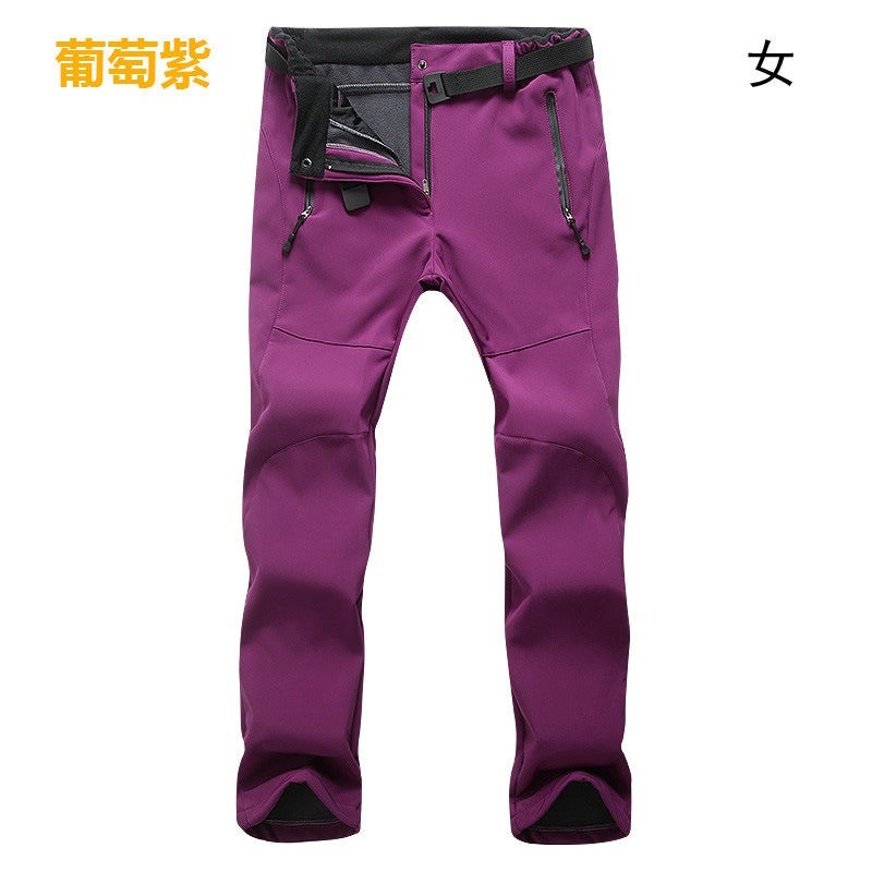 Gong Ban Wu Biao Men's Outdoor Softshell Fleece-Lined Winter Hiking Ski Pants, Windproof Thermal Trousers, Plus Size, Unisex - Image 1