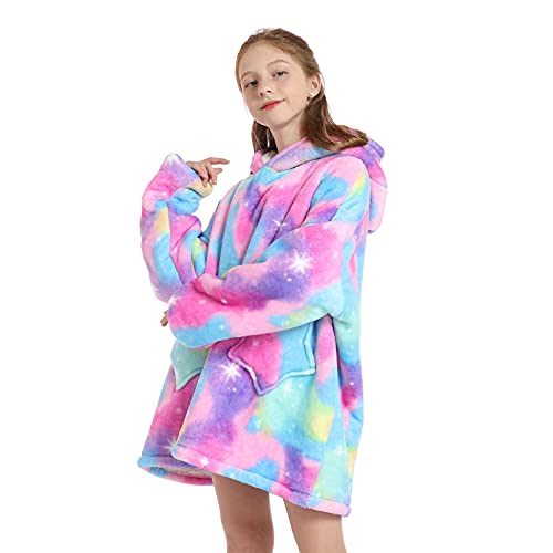 DESERT HOME Wearable Blanket Hoodie for Kids 4-12YR Oversized Hooded Blanket Super Soft Comfortable Warm Flannel Colorful - Image 4