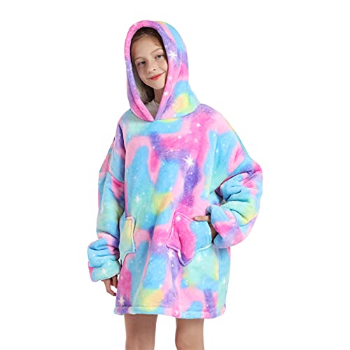 DESERT HOME Wearable Blanket Hoodie for Kids 4-12YR Oversized Hooded Blanket Super Soft Comfortable Warm Flannel Colorful - Image 2