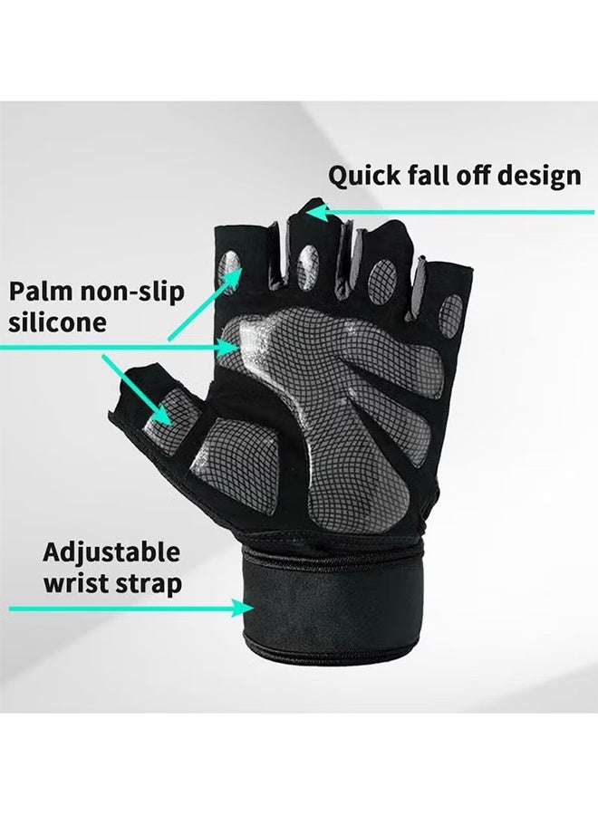 Happy D Weight Lifting Gloves, Workout Gloves for Men and Women, Cycling Gloves with Non-Slip and Wrist Support Adjustable Velcro Strap, Suitable for Fitness Weightlifting Cycling (Black) - Image 3