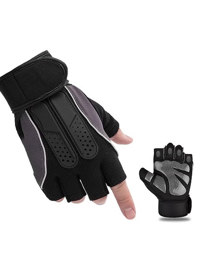 Happy D Weight Lifting Gloves, Workout Gloves for Men and Women, Cycling Gloves with Non-Slip and Wrist Support Adjustable Velcro Strap, Suitable for Fitness Weightlifting Cycling (Black) - Image 1