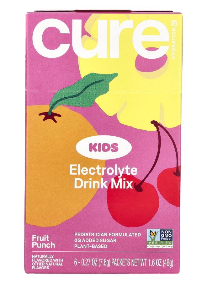 Cure Hydration Kids Electrolyte Drink Mix Fruit Punch 6 Packets 0.27 oz (7.6 g) Each  - Image 2