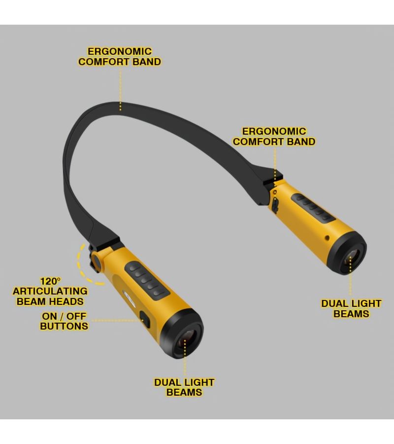 ضوء أصفر LED قابل للشحن يعمل بدون استخدام اليدين على الرقبة مع وضعين للعمل والإصلاح - Image 4