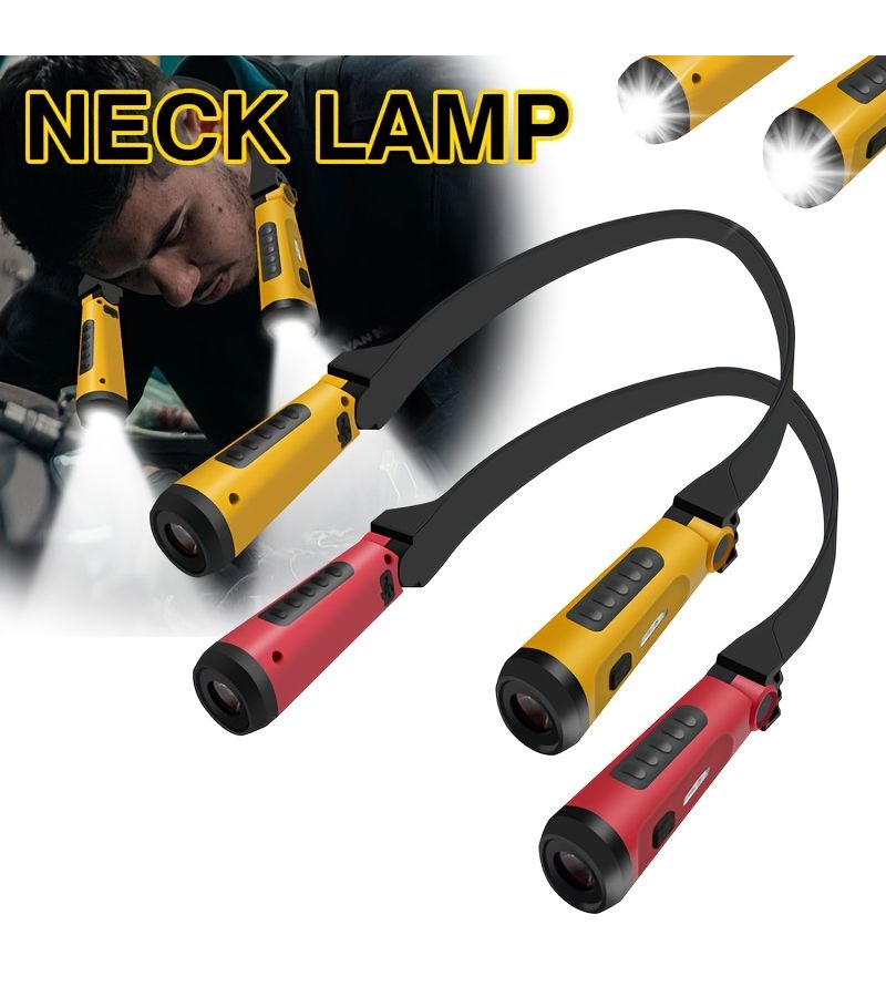 ضوء أصفر LED قابل للشحن يعمل بدون استخدام اليدين على الرقبة مع وضعين للعمل والإصلاح - Image 1