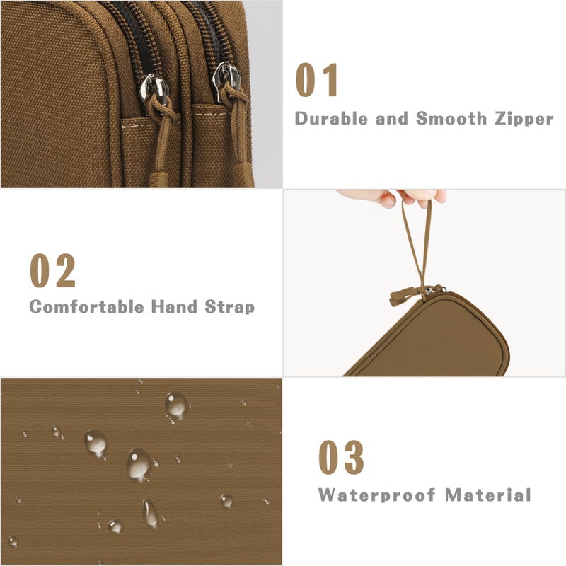 FYY Electronic Organizer, Travel Cable Organizer Bag Pouch Electronic Accessories Carry Case Portable Waterproof Double Layers All-in-One Storage Bag for Cable, Cord, Charger, Phone, Earphone Brown - Image 4
