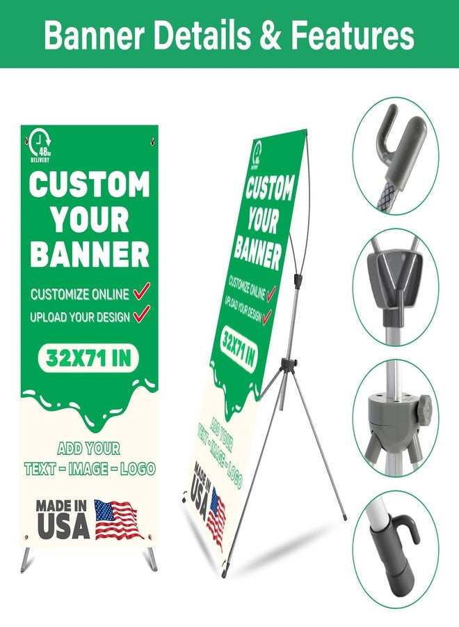 Timisigns Custom X Banner Stand Fits Any Banner Size from 23.6" X 62.99" to 31.5" X 70.86", Customize for Business, Advertising, Party Portable Retractable Banner with Travel Bag - Image 3