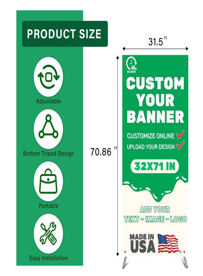 Timisigns Custom X Banner Stand Fits Any Banner Size from 23.6" X 62.99" to 31.5" X 70.86", Customize for Business, Advertising, Party Portable Retractable Banner with Travel Bag - Image 2