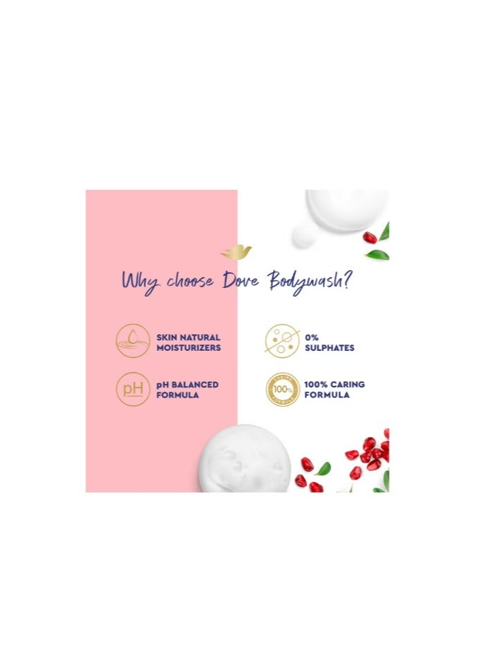 دوف غسول الاستحمام حيوية بخلاصة الرمان وشاي الكركديه  سيروم ترطيب ثلاثي 500مل - Image 3