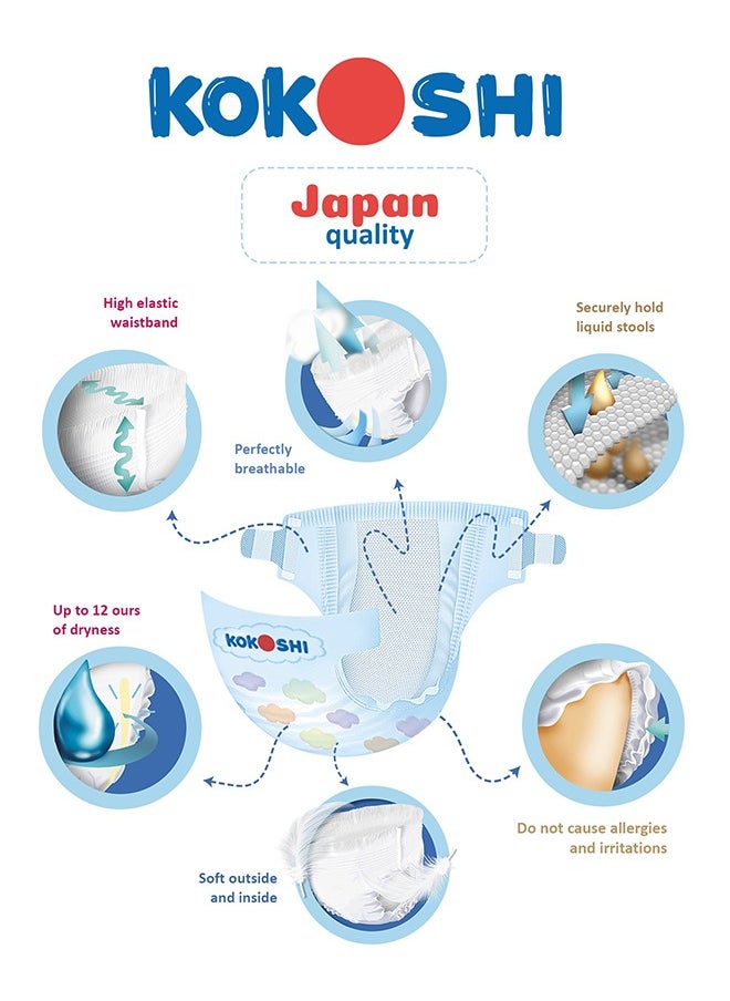 Kokoshi Kokoshi Premium Baby Diapers, Size 2 for babies up to 6kg x 328pcs, Eco-friendly and Hypoallergenic Nappies, Japan Quality Ultimate Softness Leakproof for Skin Care Protection (Ds-328)  - Image 2
