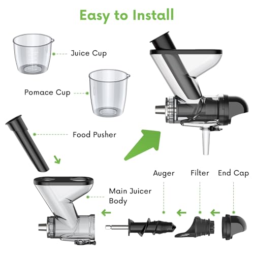 FOCOllK Masticating Juicer Attachment for KitchenAid Stand Mixer - Cold Press Dual Feed Chute Accessory, Slow Juicing Parts for Fruits & Vegetables - Image 5