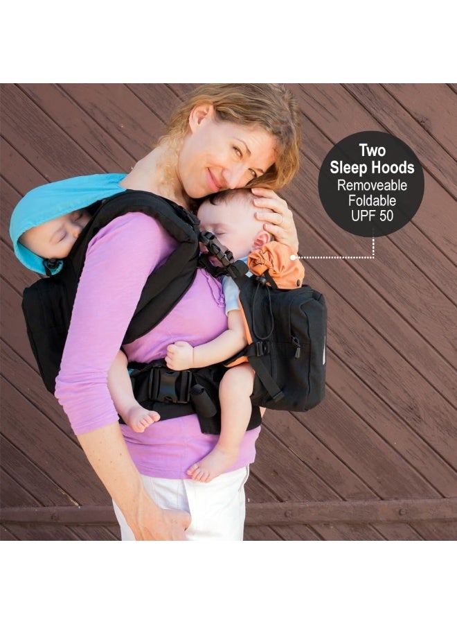 TwinGo حمالة الأطفال توينغو الأصلية (أسود، أزرق وبرتقالي) - حمالة مزدوجة قابلة للتعديل بالكامل وتنفصل إلى حمالتين فرديتين للرجال والنساء والتوائم والأطفال من 10-45 رطل - Image 5