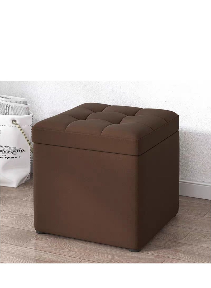 LINGWEI Foldable Chair Ottoman Linen Storage Stool Storage Box Change Shoe Chair Ottoman Bench - Image 5