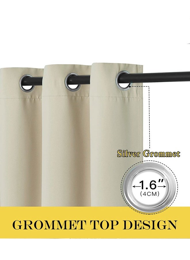 Arabest Room Divider Blackout Curtains Thermal Insulated Decor Grommet Blackout Drapes for Bedroom Dining Studio Office Beige 200x270/200x240/200x200cm  - Image 2