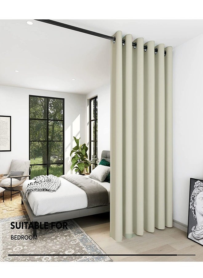 Arabest Room Divider Blackout Curtains Thermal Insulated Decor Grommet Blackout Drapes for Bedroom Dining Studio Office Beige 200x270/200x240/200x200cm  - Image 5