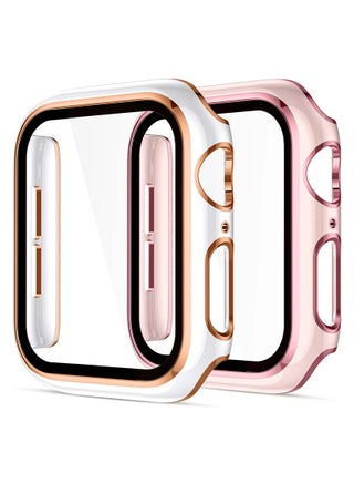 ELMO3EZZ PC 45mm Cover Compatible with Apple Watch Case Series 8/7 with Built-in Tempered Glass Screen Protector 45mm, Anti-Scratch Bumper for iWatch (45mm, White + Rose Gold Edge) - pzsku/Z274039FA9CC2567FDCBDZ/45/_/1715275408/1d505d19-a498-4e82-86dd-17669f05eb80