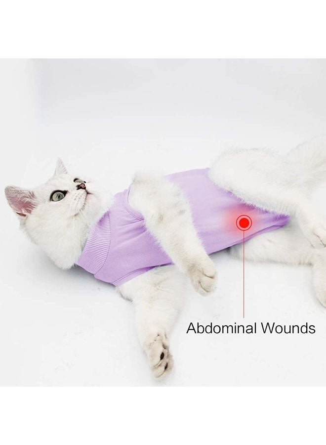 Professional Recovery Clothing For Cats With Abdominal Wounds or Dermatoses. Replacement Electronic Collars For Cats and Dogs. Post-Surgery Clothes and Pajamas Sets, Size M Purple.
