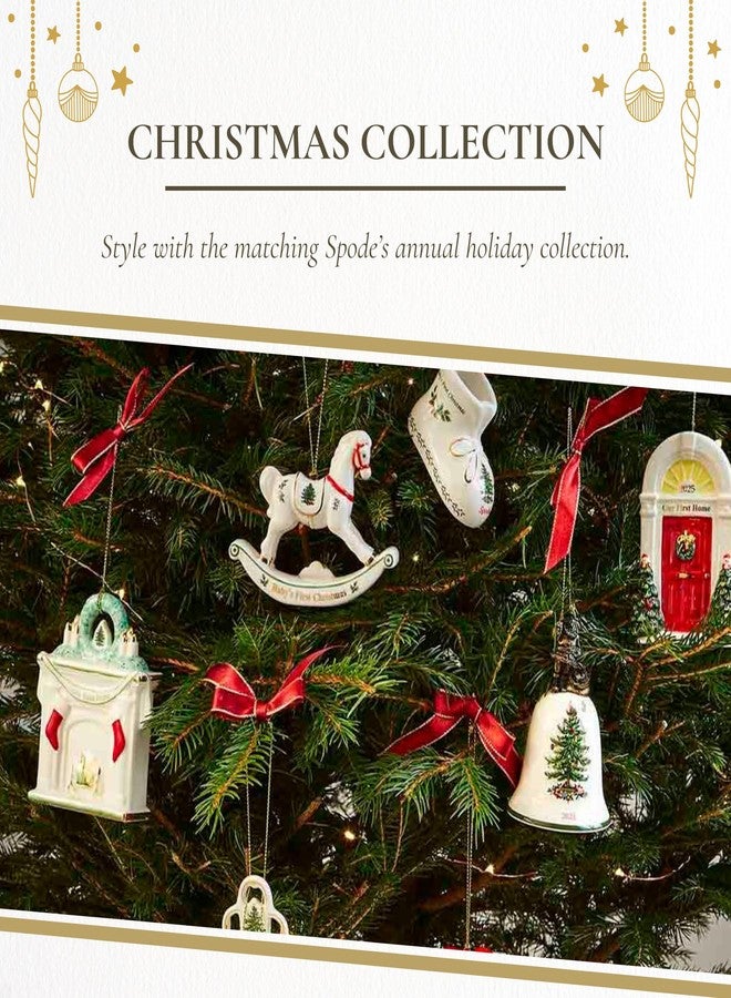 Spode Christmas Tree Holiday Santa Bell Ornament 2025 - Bell-Shaped Christmas Tree Decoration with Gold-Colored Santa Figurine & Present Sack, Dolomite Gift Box - Festive Seasonal Décor Accent - Image 5