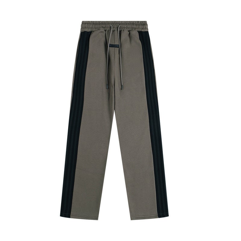 Generic Fog side webbing pants 2024 autumn new plus size mens youth high street fashion brand fleece-lined pants Oc825 gray  - Image 1