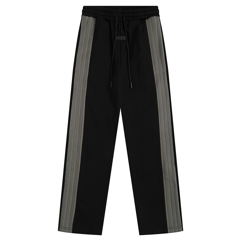 Generic Fog side webbing pants 2024 autumn new plus size mens youth high street fashion brand fleece-lined pants Oc825 gray  - Image 2
