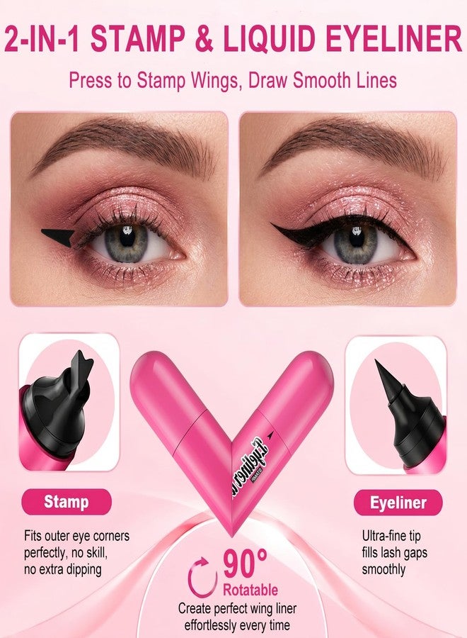 Jutqut Winged Eyeliner Stamp Pen, Dual-Ended Rotating Eyeliner Stamp Wingliner - Image 5