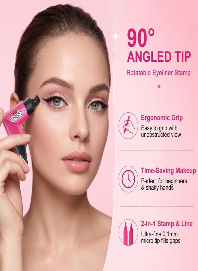 Jutqut Winged Eyeliner Stamp Pen, Dual-Ended Rotating Eyeliner Stamp Wingliner - Image 2