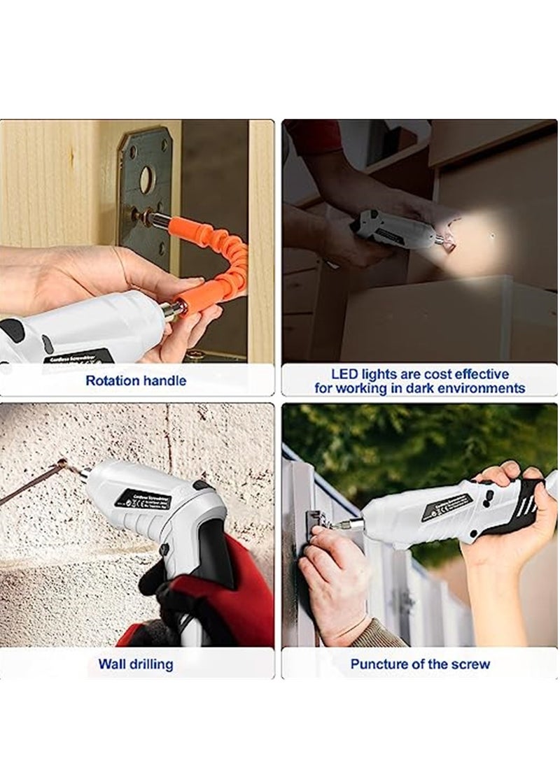 Electric Screwdriver Cordless 3N¬∑m Max Torque Electric Screwdriver Kit with 47 Accessories 3.6V Cordless Screwdriver with USB Cable LED Light for Home Office DIY - Image 5