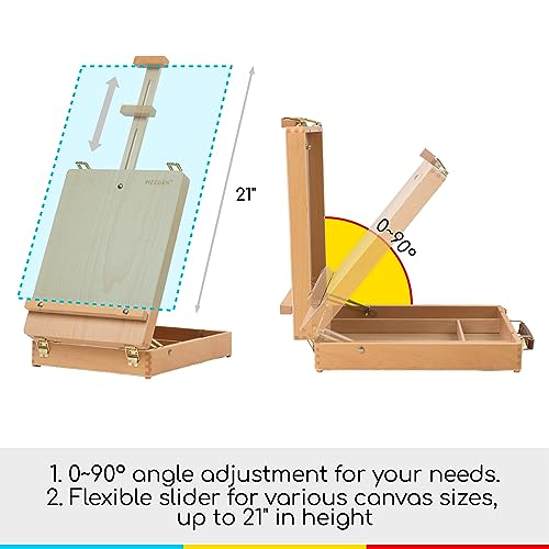 MEEDEN Tabletop Art Sketchbox Easel : Solid Beechwood Table Easels for Painting Canvas, Adjustable Desktop Easel - Art Supply Storage Box for Adults & Artist - Image 4
