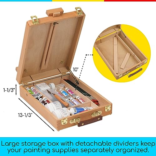 MEEDEN Tabletop Art Sketchbox Easel : Solid Beechwood Table Easels for Painting Canvas, Adjustable Desktop Easel - Art Supply Storage Box for Adults & Artist - Image 5